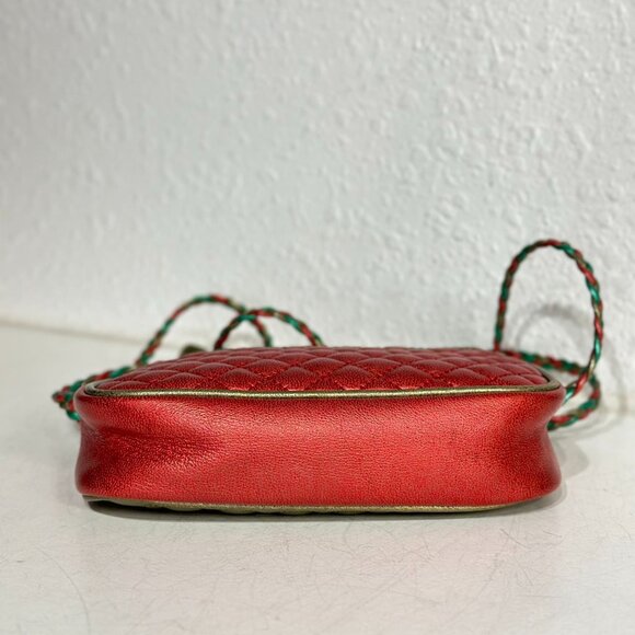 Gucci Red and Green Leather Shoulder Bag Crossbody - Picture 5 of 9